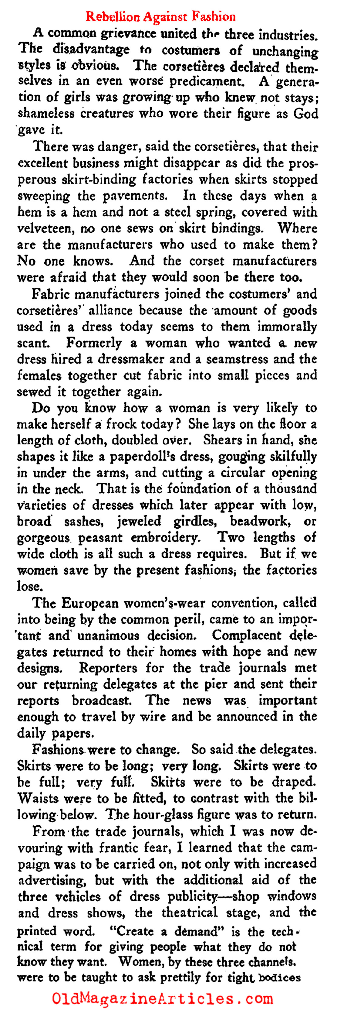 The Plot to Restore the Corset  (The New Republic, 1922)