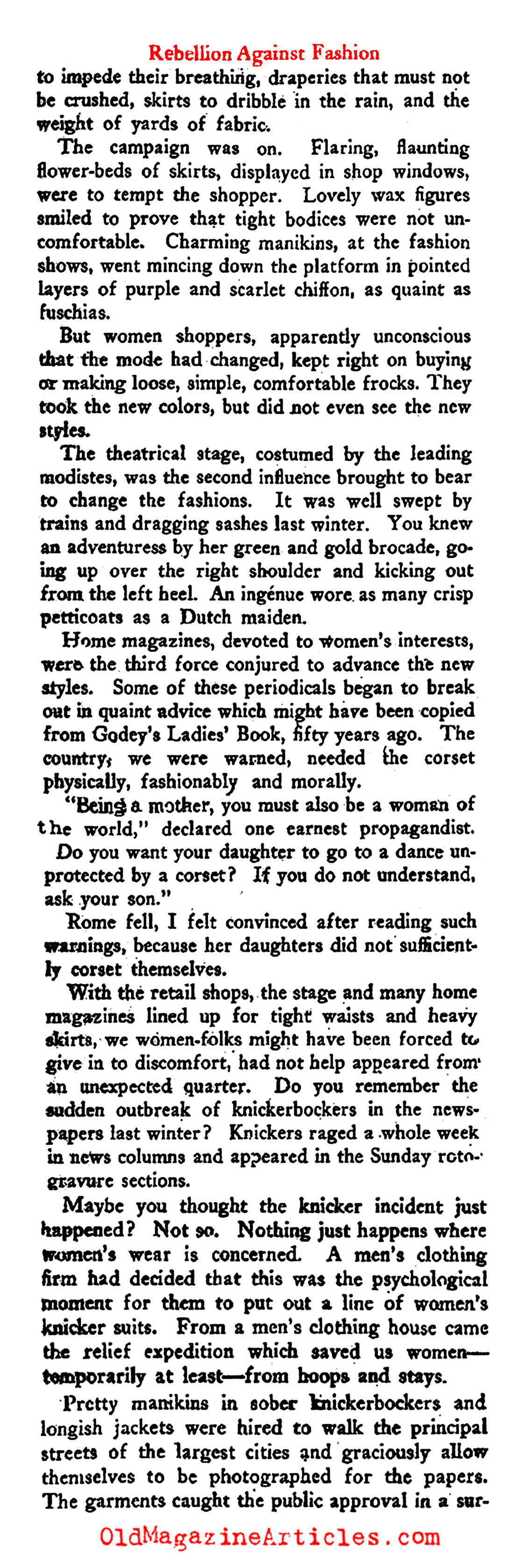 The Plot to Restore the Corset  (The New Republic, 1922)