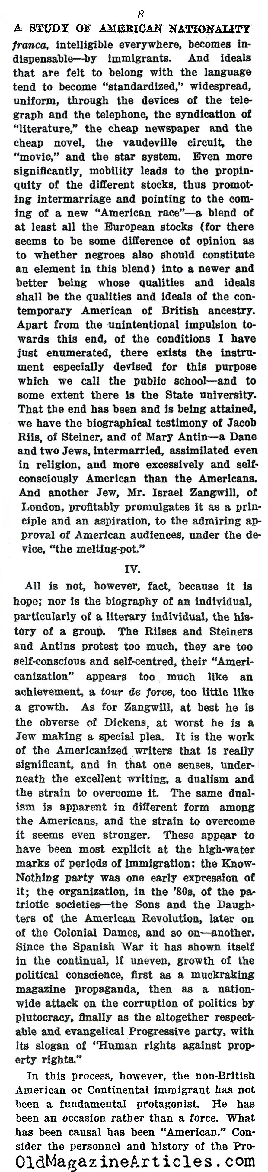 Anticipating Multiculturalism  (The Nation, 1915)