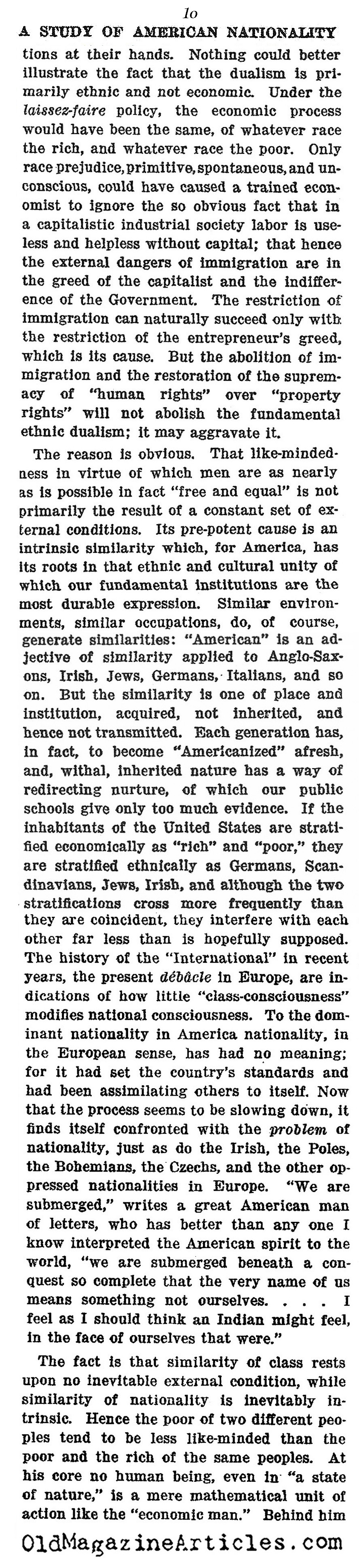 Anticipating Multiculturalism  (The Nation, 1915)