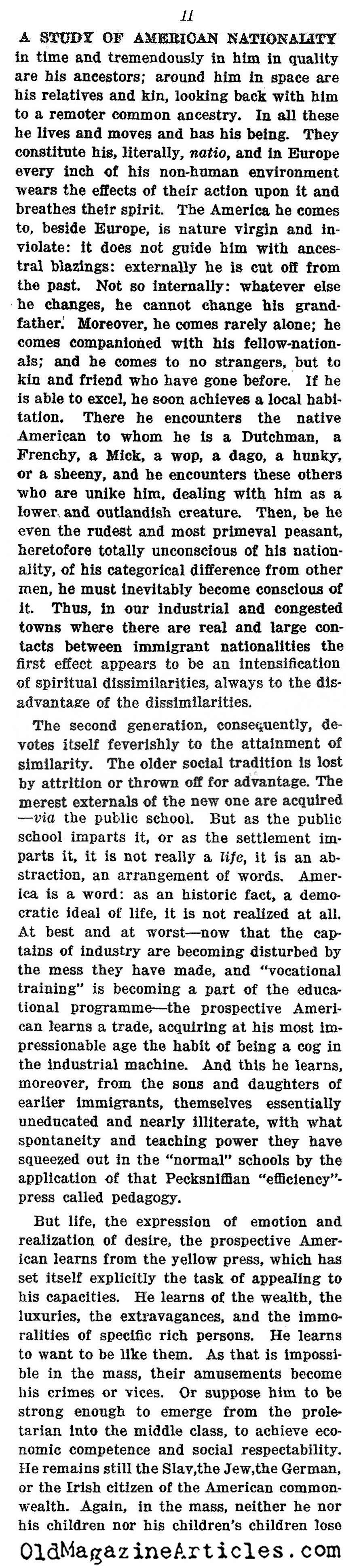 Anticipating Multiculturalism  (The Nation, 1915)