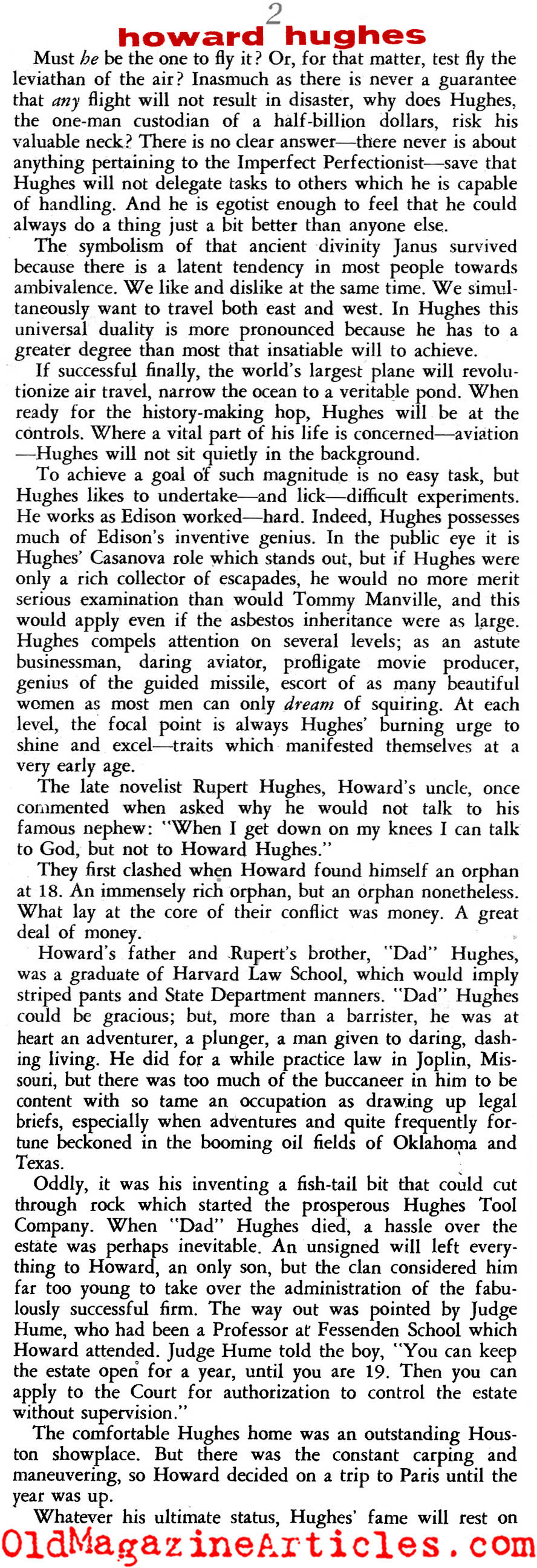 Howard Hughes (Nugget Magazine, 1957)