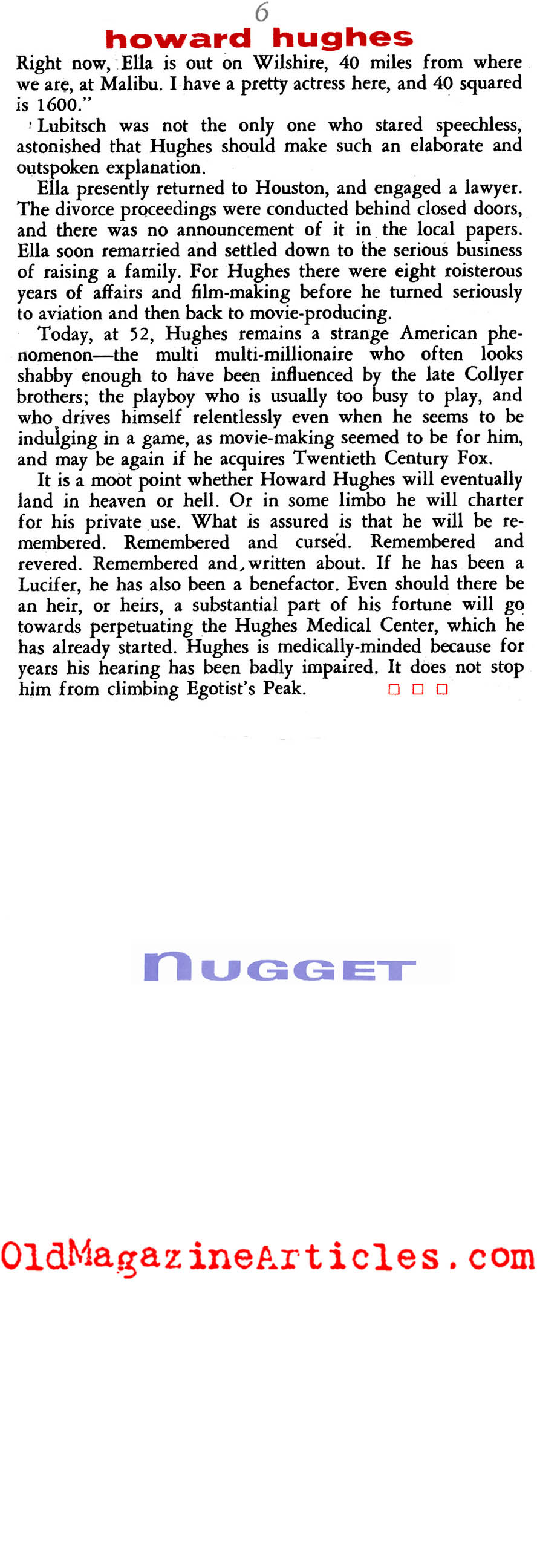 Howard Hughes (Nugget Magazine, 1957)