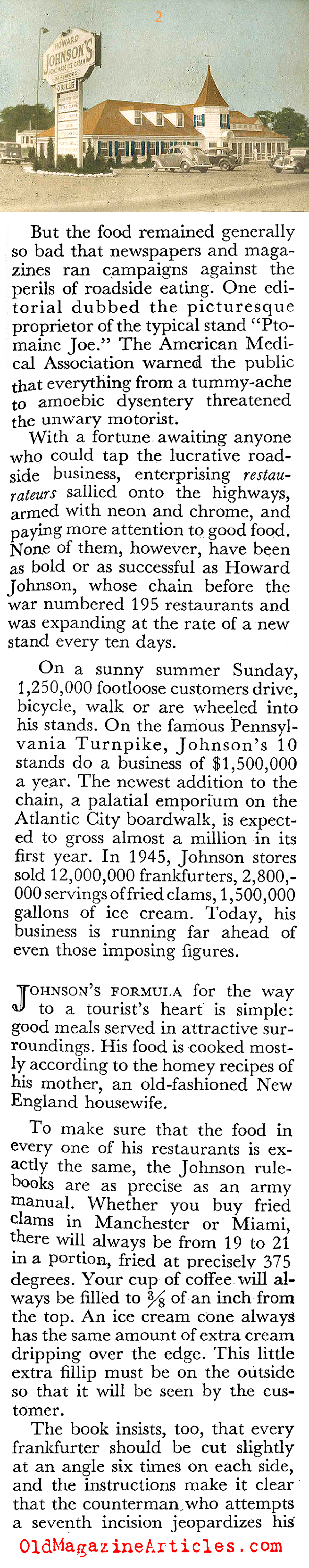 Howard Johnson's Roadside Restaurants (Coronet Magazine, 1946)