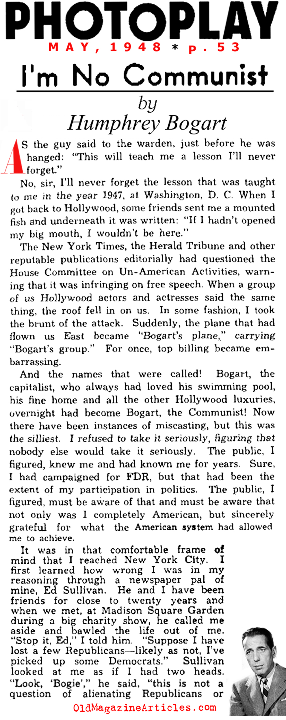 ''I'm No Communist'' (Photoplay Magazine, 1948)