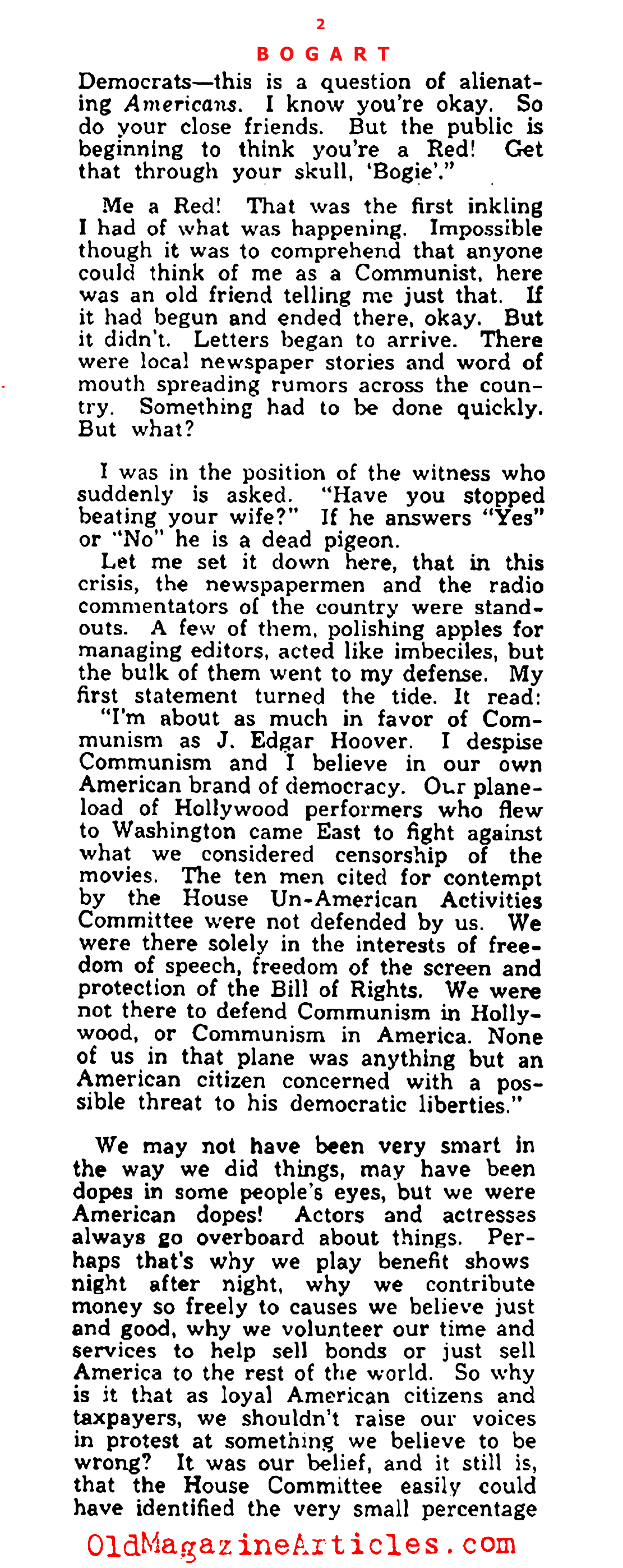 ''I'm No Communist'' (Photoplay Magazine, 1948)