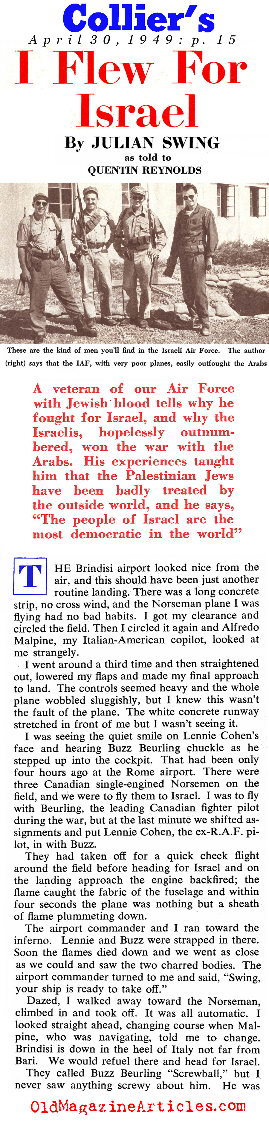 ''I Flew for Israel'' (Collier's Magazine, 1949)