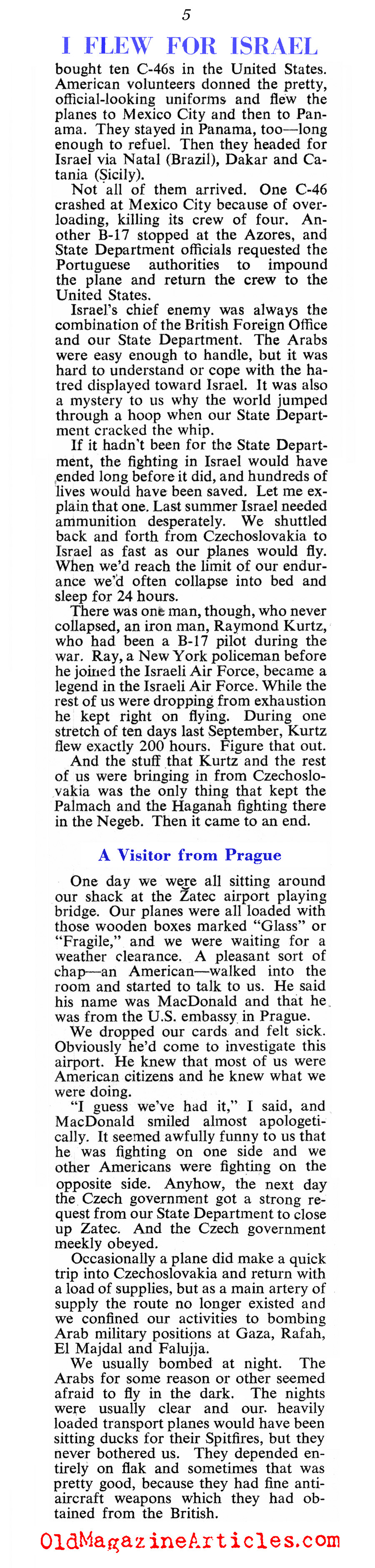 ''I Flew for Israel'' (Collier's Magazine, 1949)