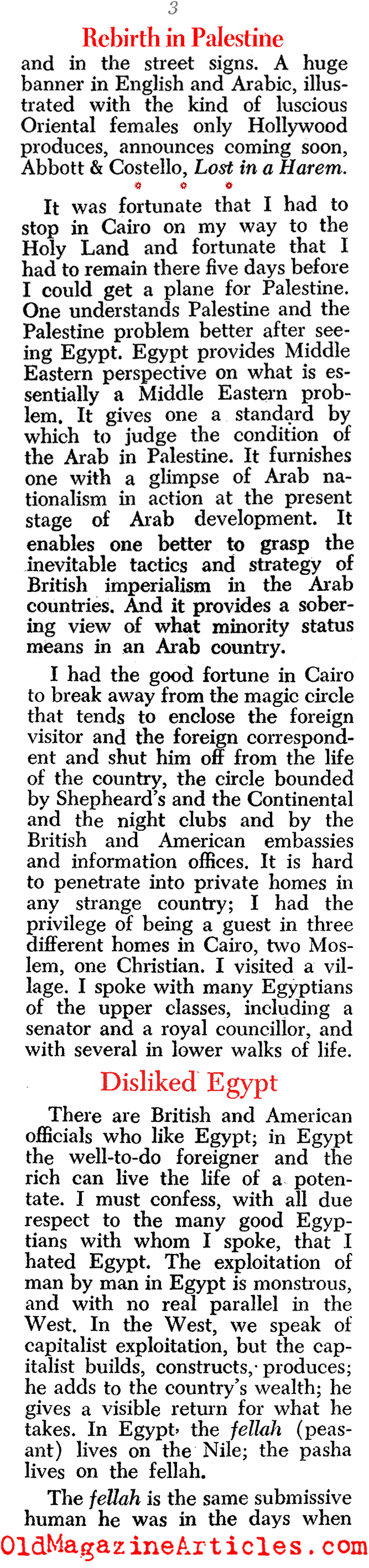 Arab Population Growth as Israel is Reborn (PM Tabloid, 1945)