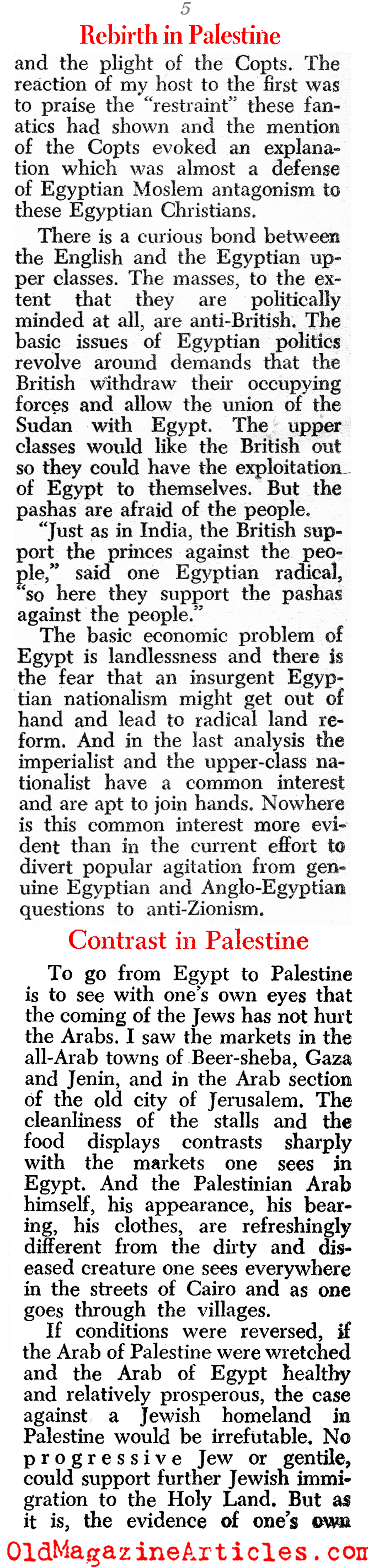 Arab Population Growth as Israel is Reborn (PM Tabloid, 1945)