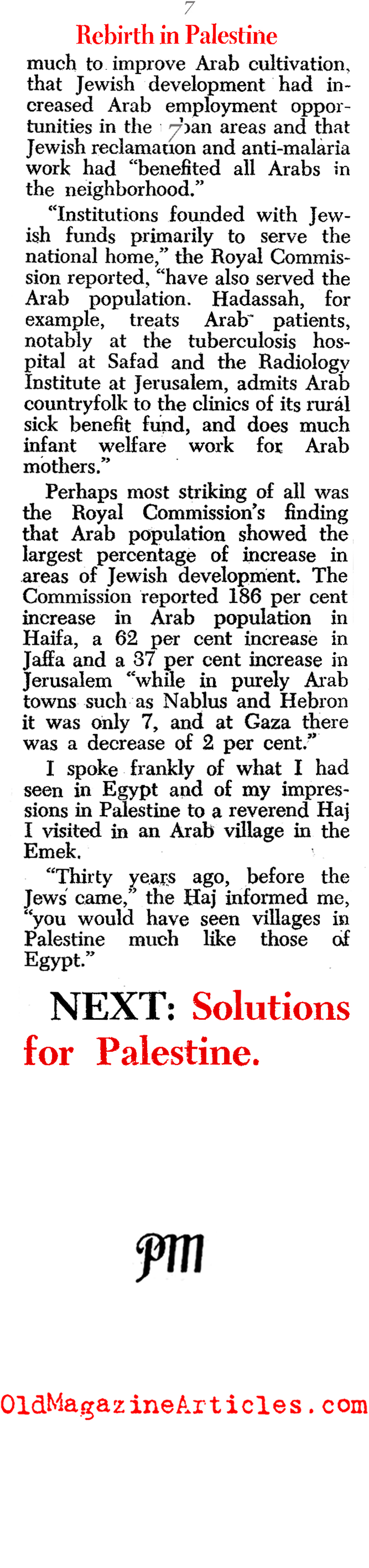Arab Population Growth as Israel is Reborn (PM Tabloid, 1945)