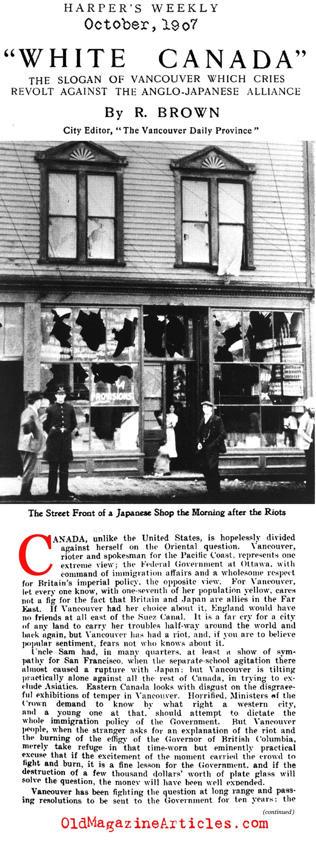 Race Riots in Vancouver   (Harper's Weekly, 1907)