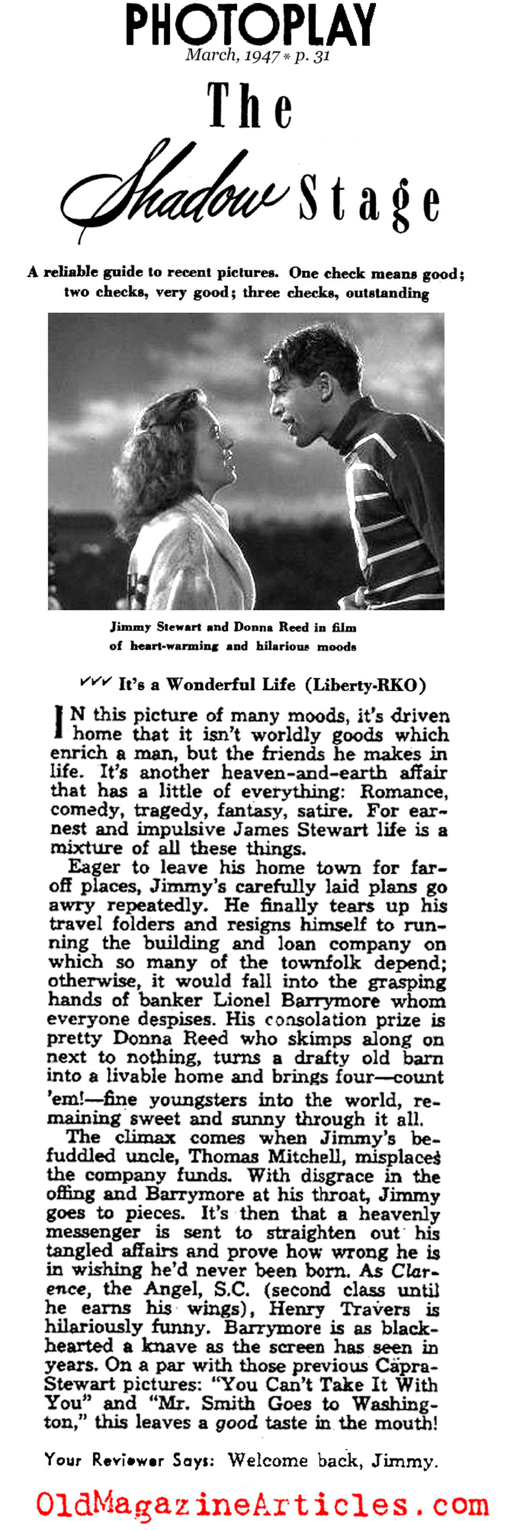 'It's a Wonderful Life' - the Synopsis (Photoplay Magazine, 1947)