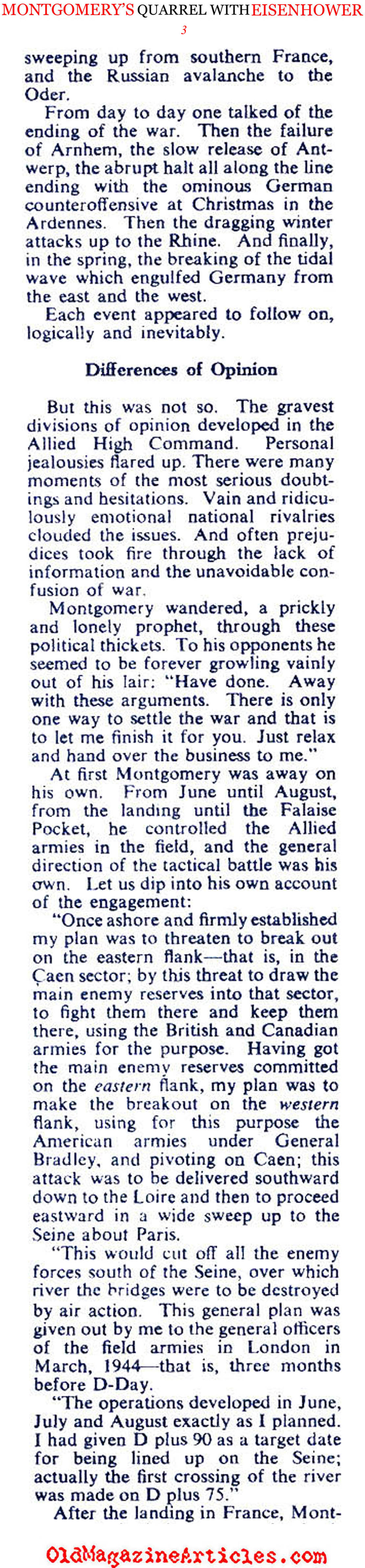 Montgomery's Quarrel with Eisenhower (Collier's Magazine, 1946)