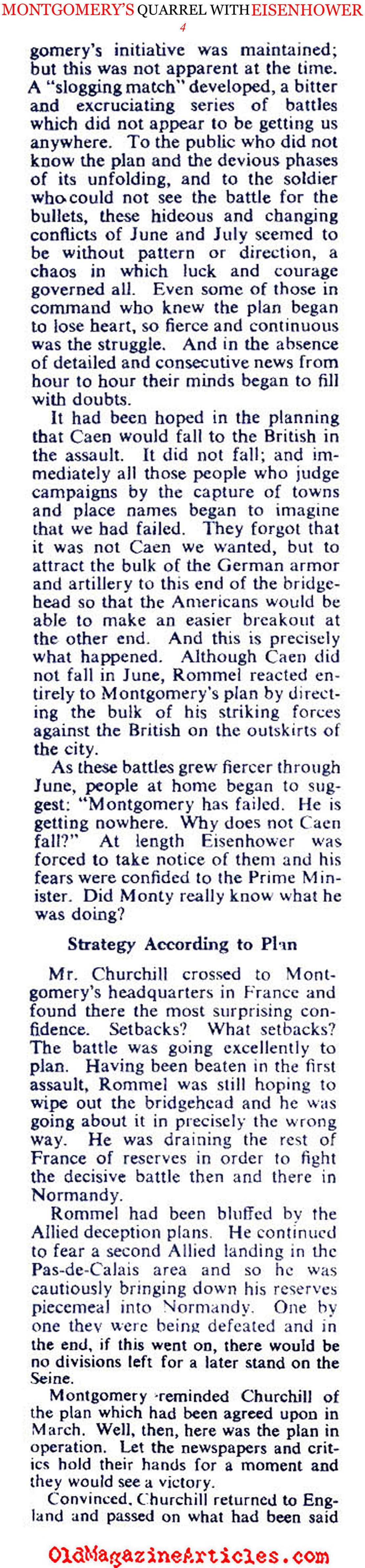 Montgomery's Quarrel with Eisenhower (Collier's Magazine, 1946)