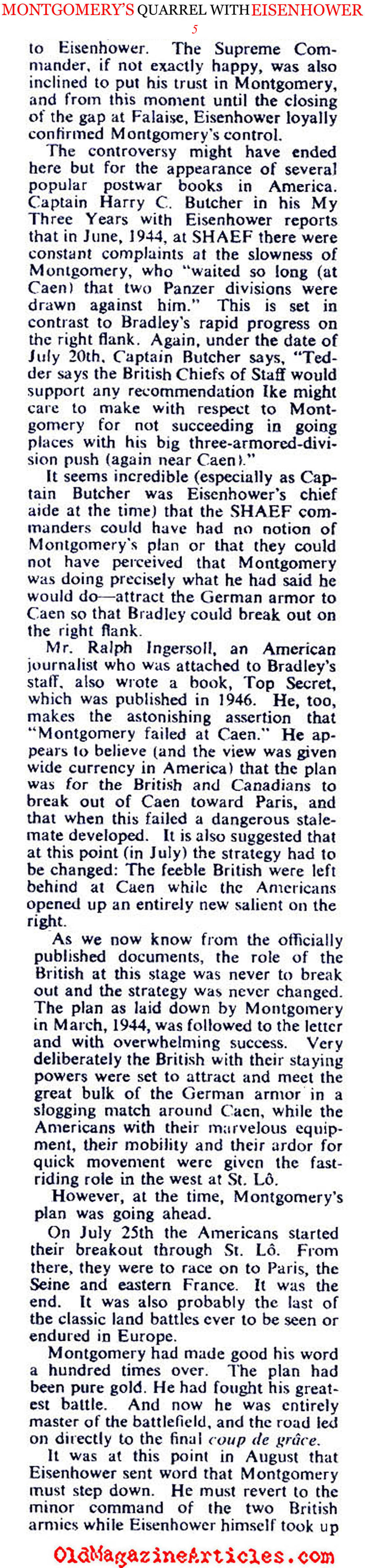 Montgomery's Quarrel with Eisenhower (Collier's Magazine, 1946)