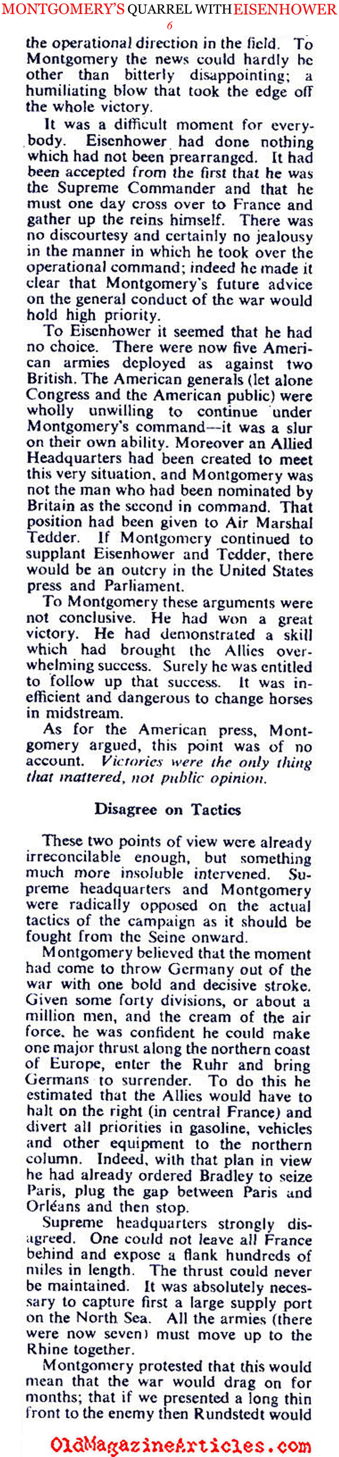 Montgomery's Quarrel with Eisenhower (Collier's Magazine, 1946)