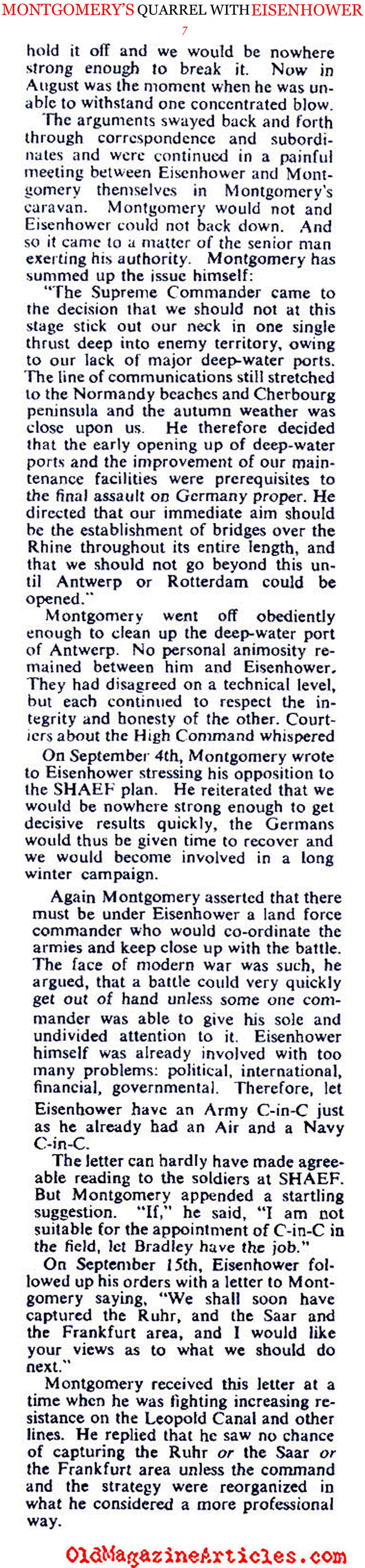 Montgomery's Quarrel with Eisenhower (Collier's Magazine, 1946)