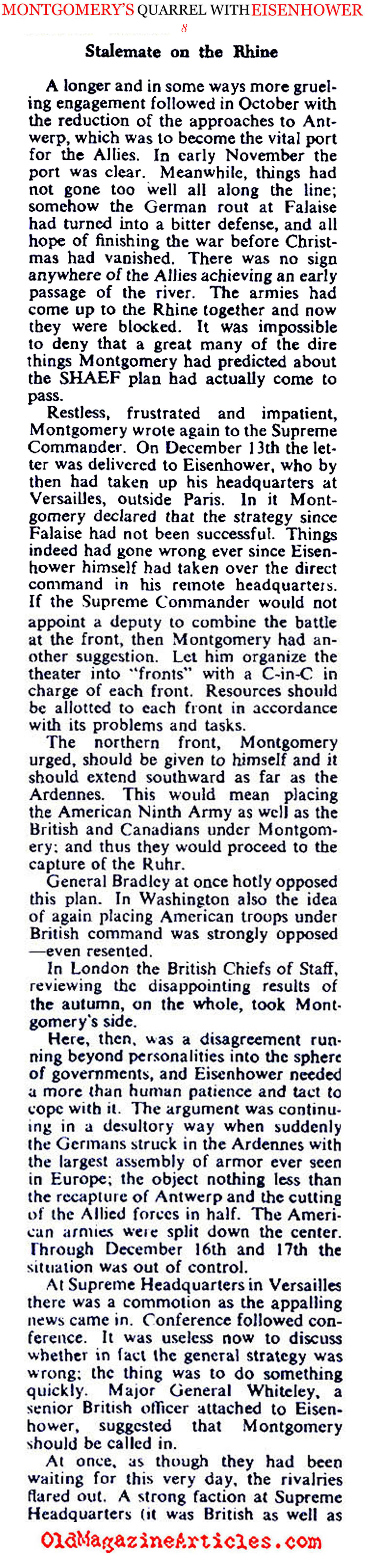 Montgomery's Quarrel with Eisenhower (Collier's Magazine, 1946)