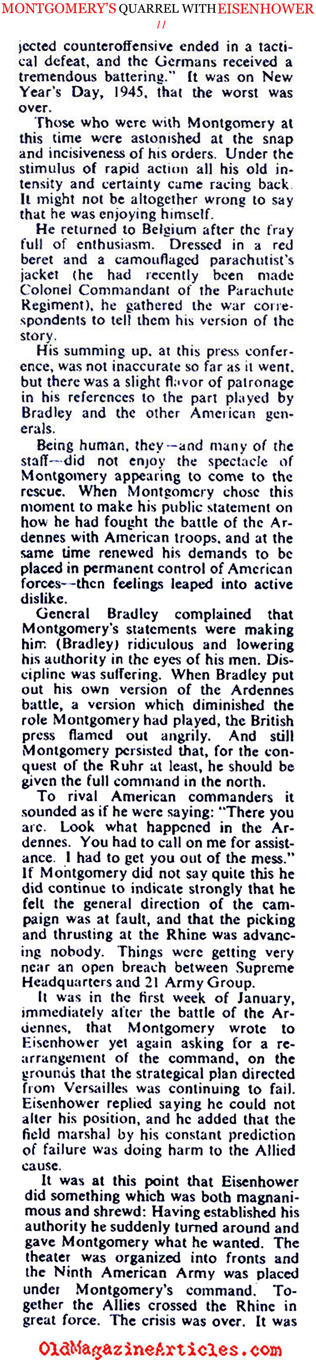 Montgomery's Quarrel with Eisenhower (Collier's Magazine, 1946)