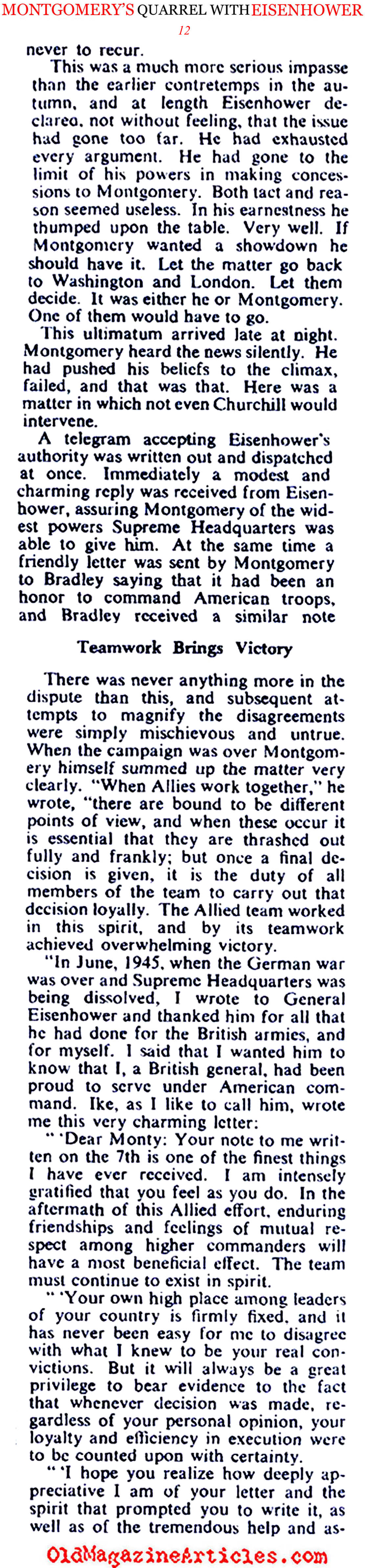 Montgomery's Quarrel with Eisenhower (Collier's Magazine, 1946)