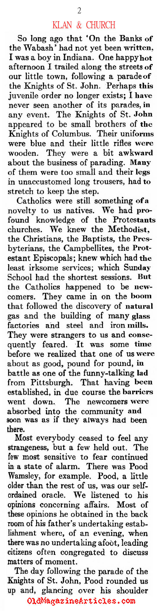 The KKK Popularity in Indiana (Atlantic Monthly, 1923)