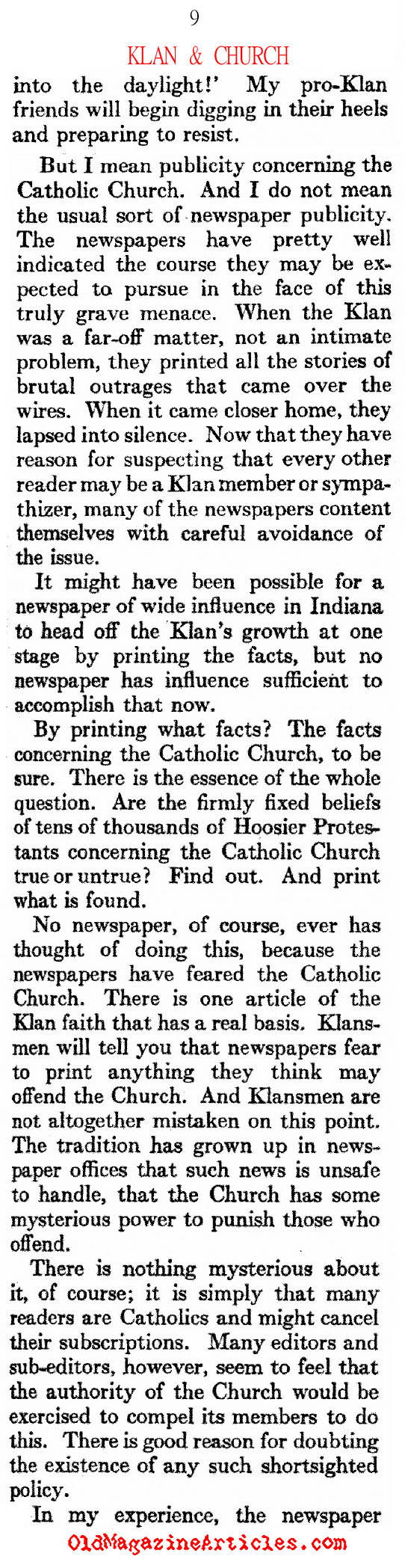 The KKK Popularity in Indiana (Atlantic Monthly, 1923)