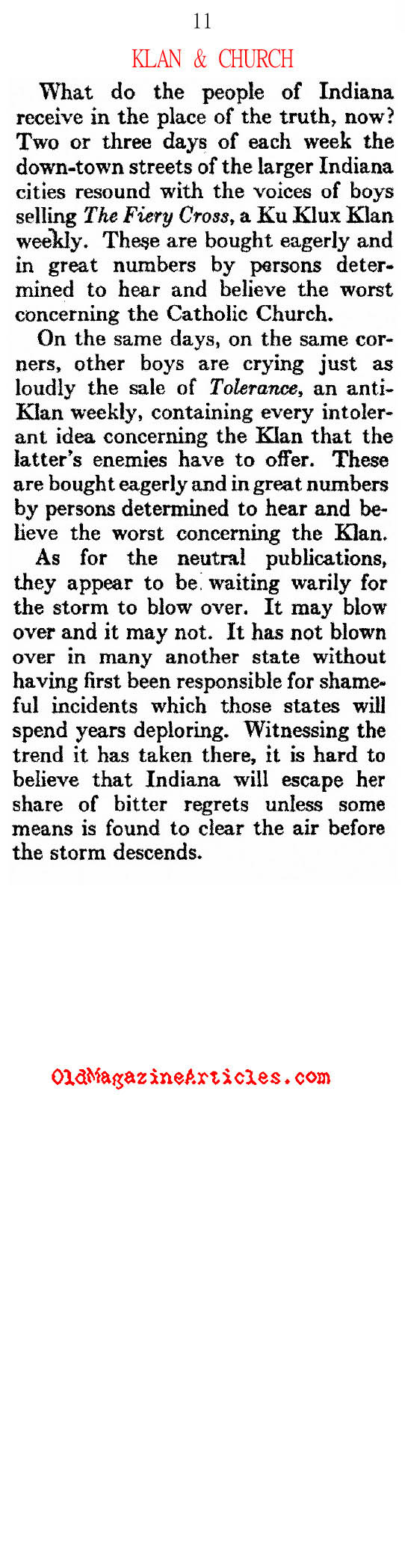 The KKK Popularity in Indiana (Atlantic Monthly, 1923)
