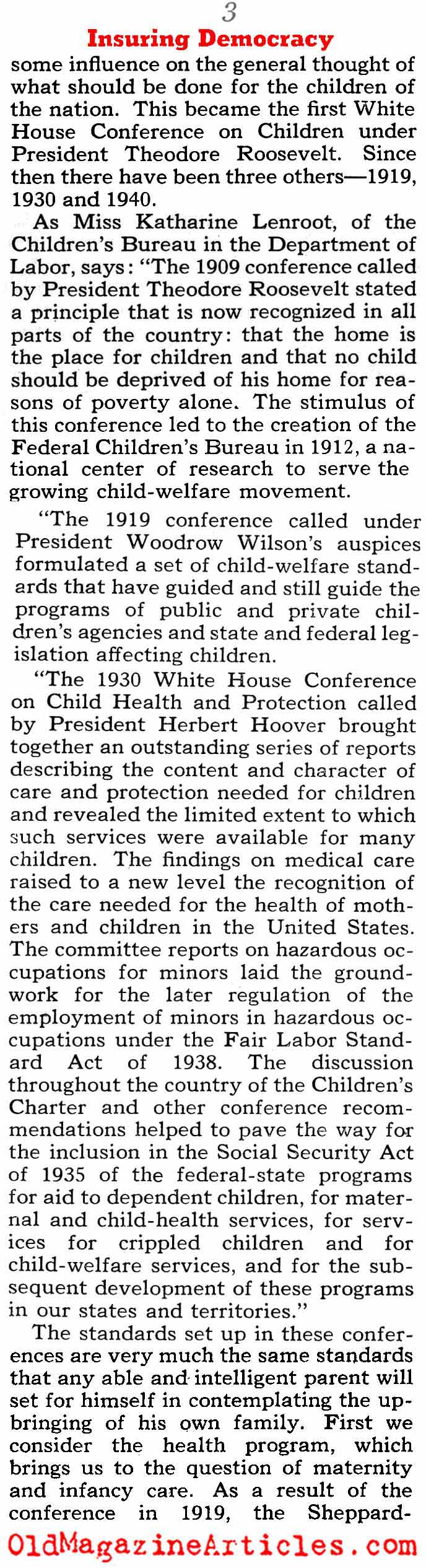 High Hopes for Child Welfare (Collier's Magazine, 1940)