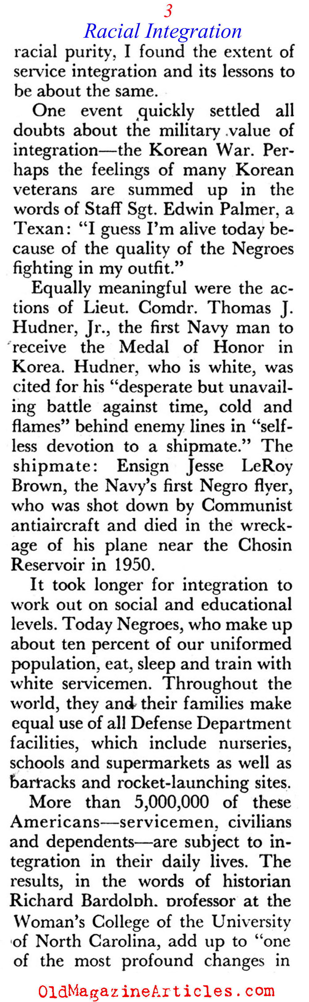 Racial Integration in the U.S. Army   (Coronet Magazine, 1960)