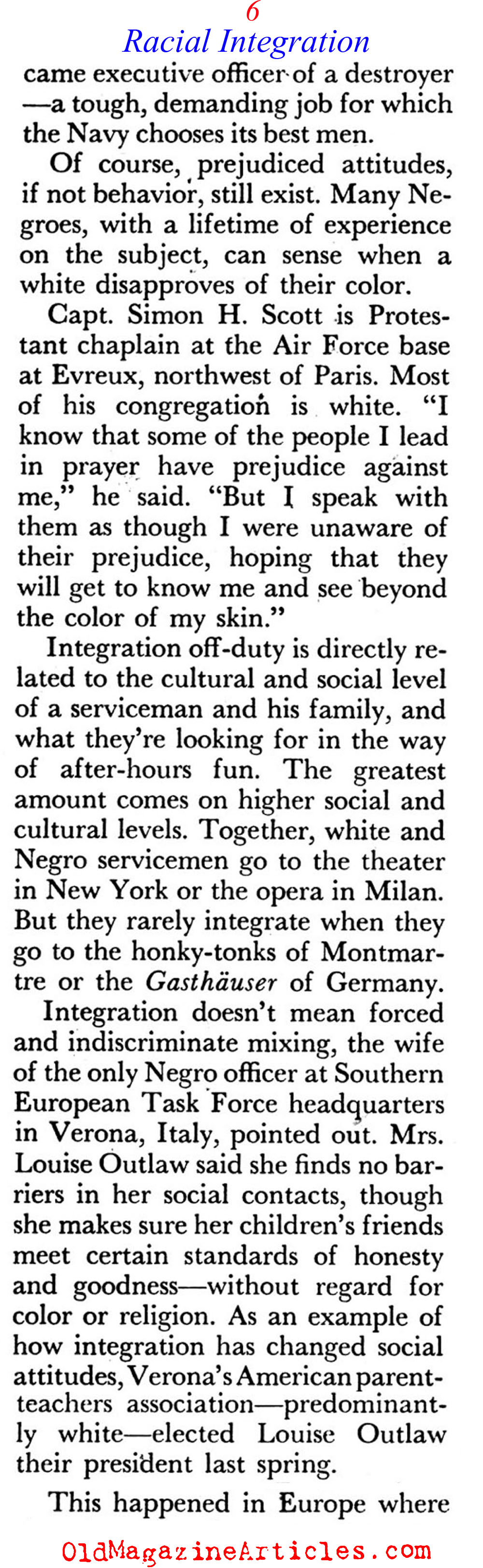 Racial Integration in the U.S. Army   (Coronet Magazine, 1960)