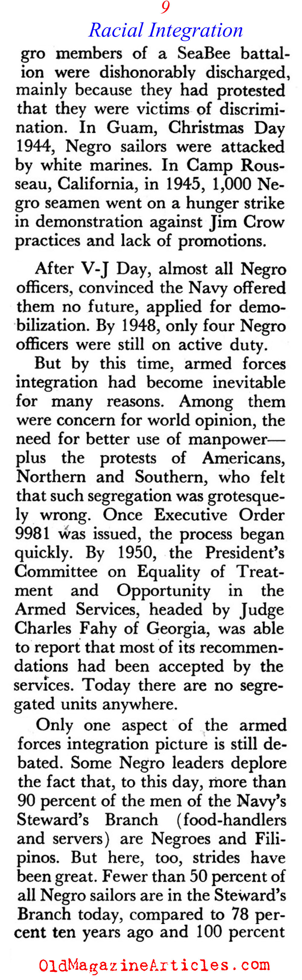 Racial Integration in the U.S. Army   (Coronet Magazine, 1960)