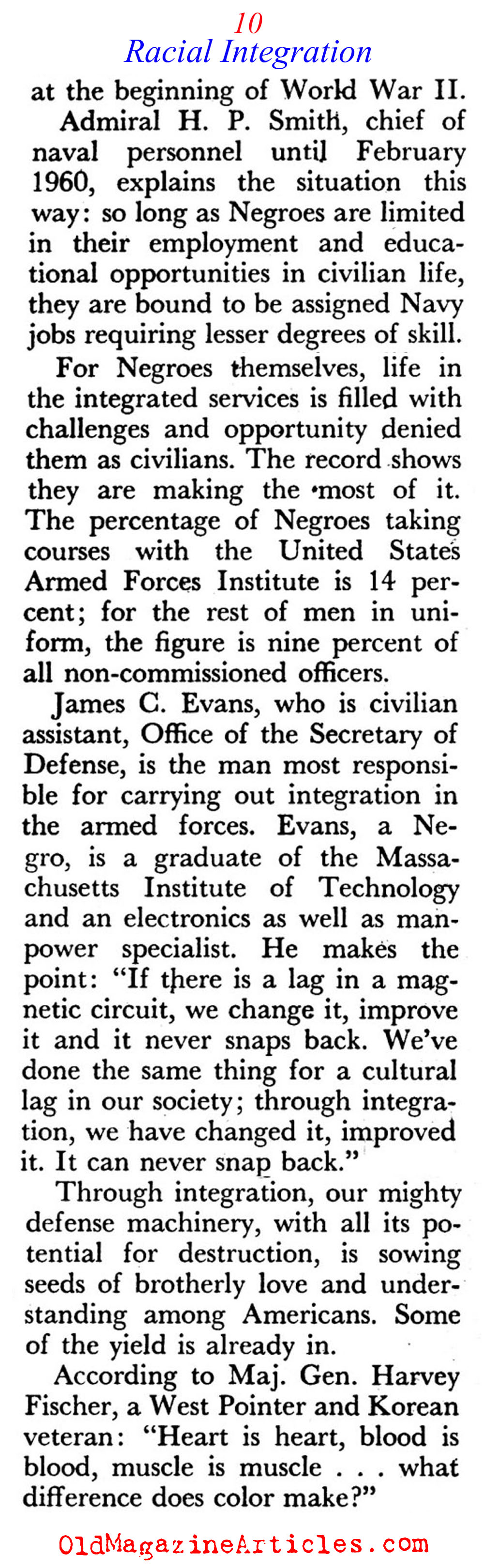 Racial Integration in the U.S. Army   (Coronet Magazine, 1960)