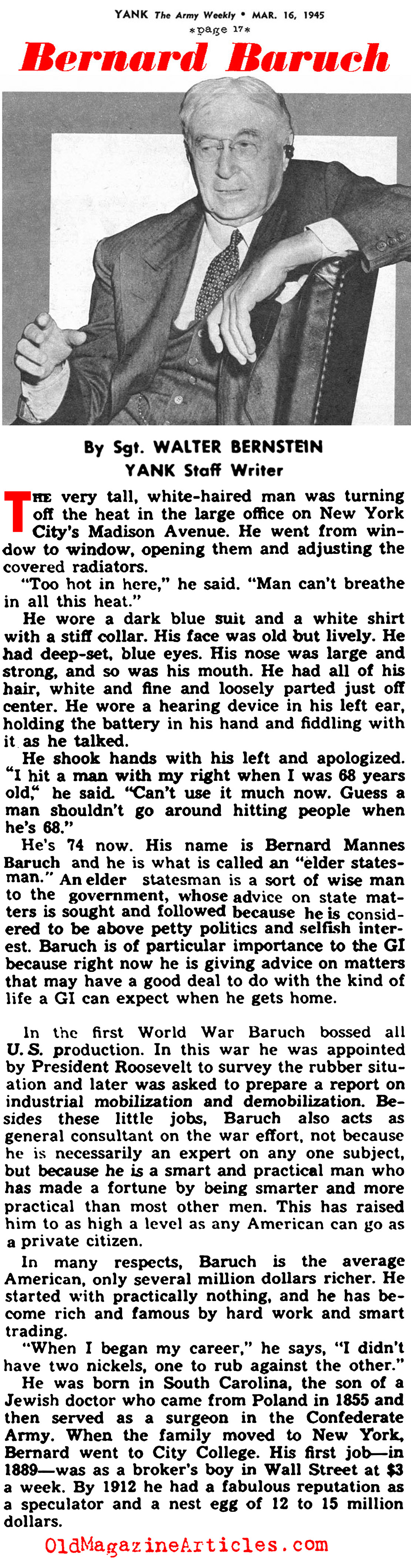 Bernard Baruch: Elder Statesman (Yank Magazine, 1945)