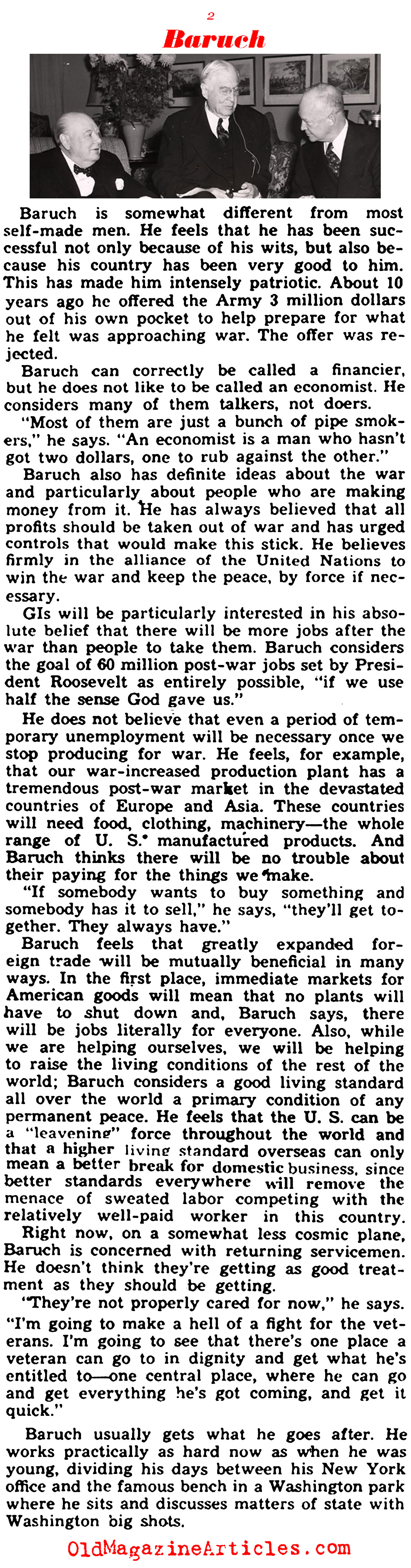 Bernard Baruch: Elder Statesman (Yank Magazine, 1945)