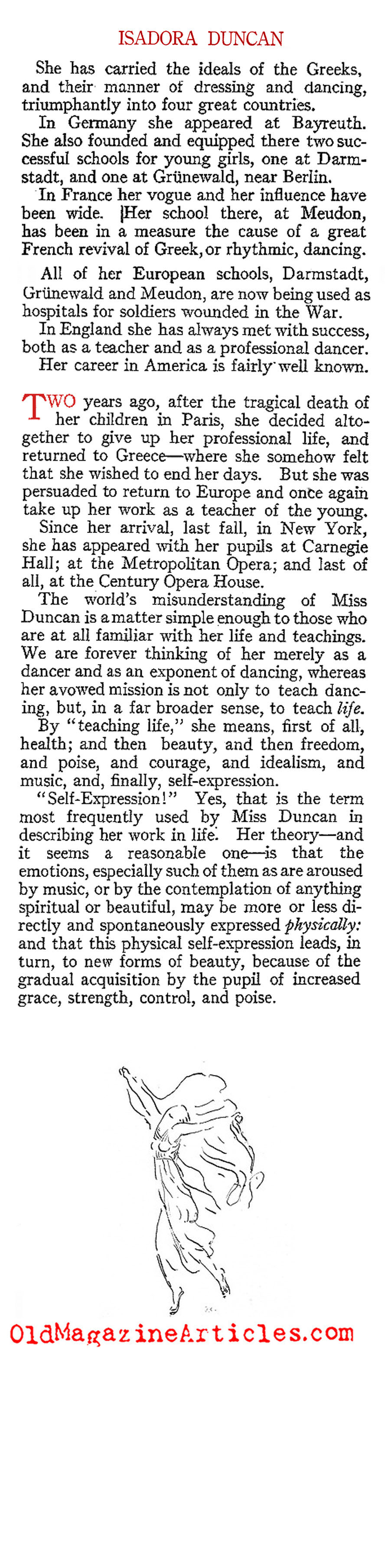 A Profile of Isadora Duncan (Vanity Fair, 1915)