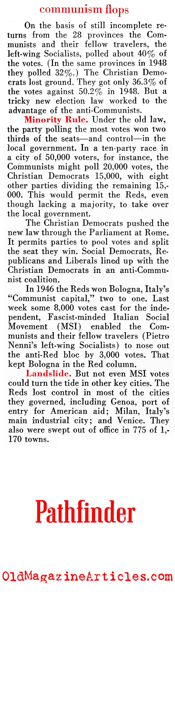 Italian Communism Takes One on the Chin (Pathfinder Magazine, 1951)