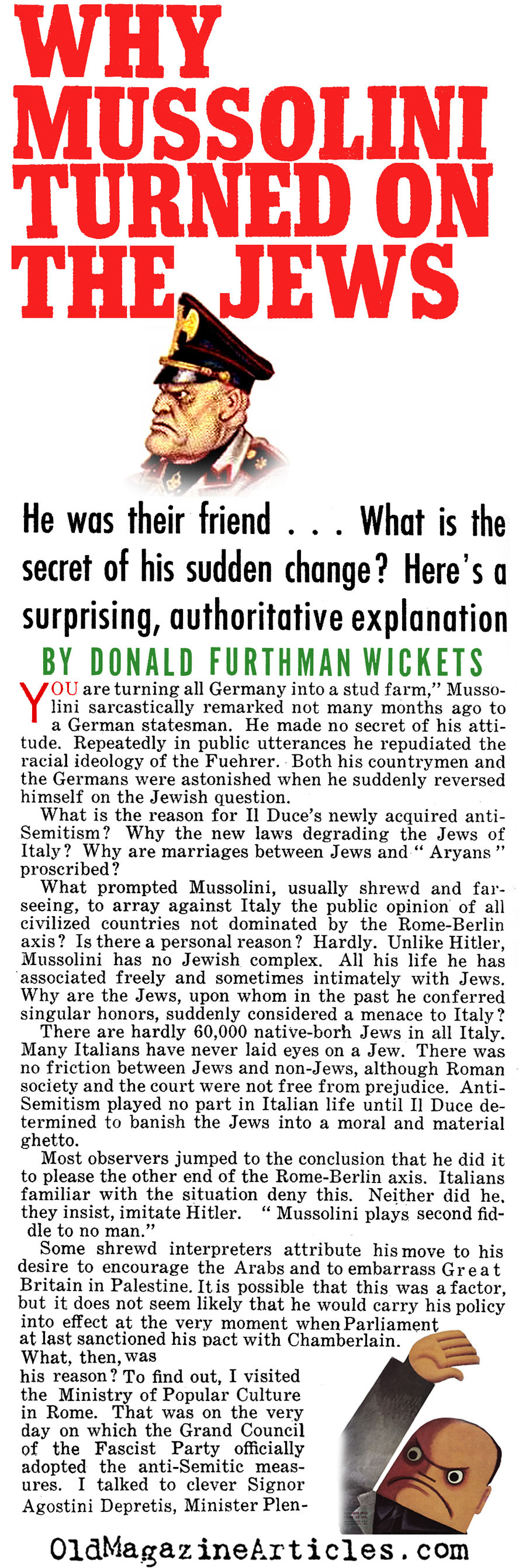 Mussolini Betrayed the Italian Jews (Liberty Magazine, 1939)