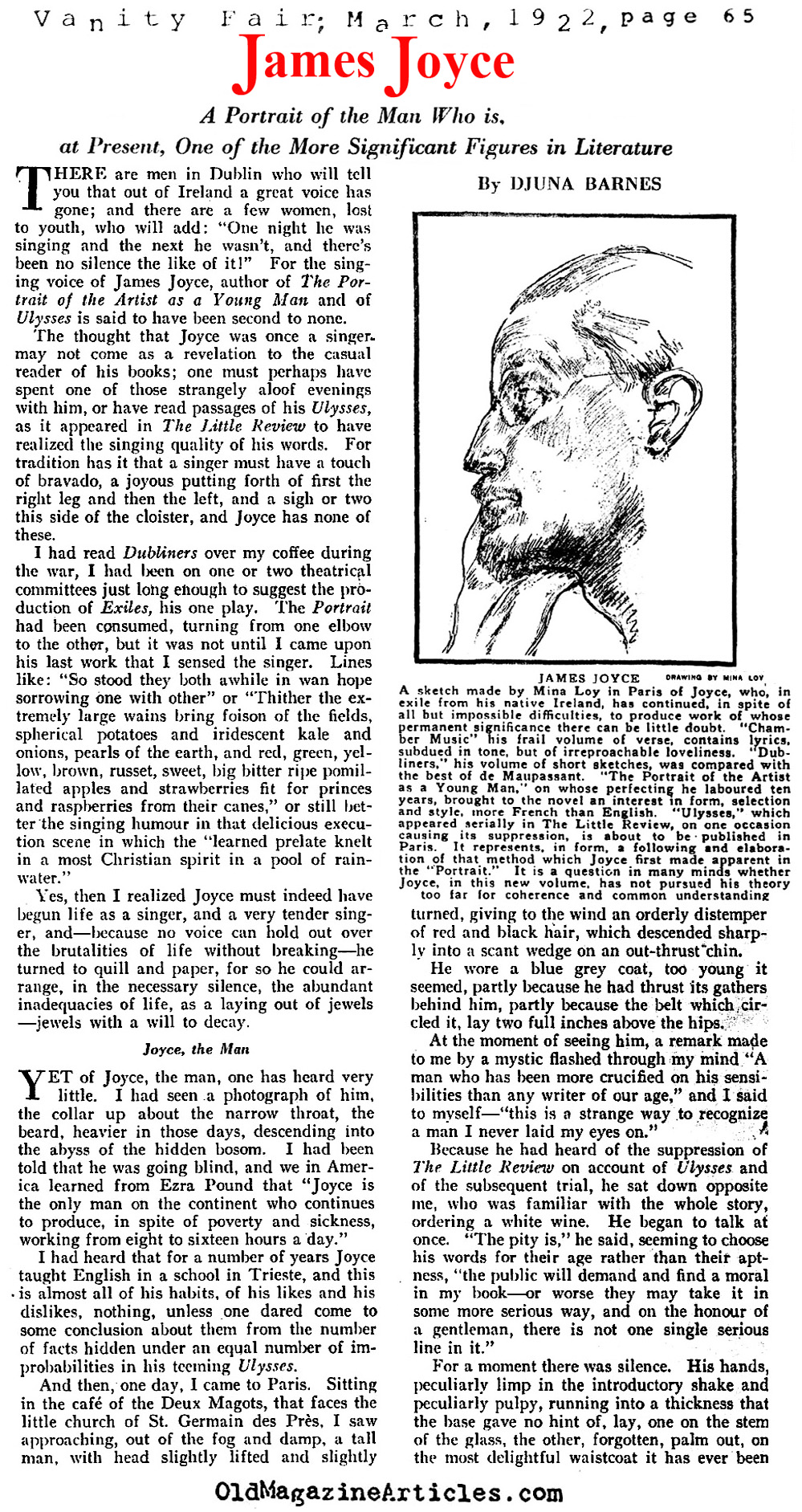 An Interview With James Joyce (Vanity Fair, 1922)