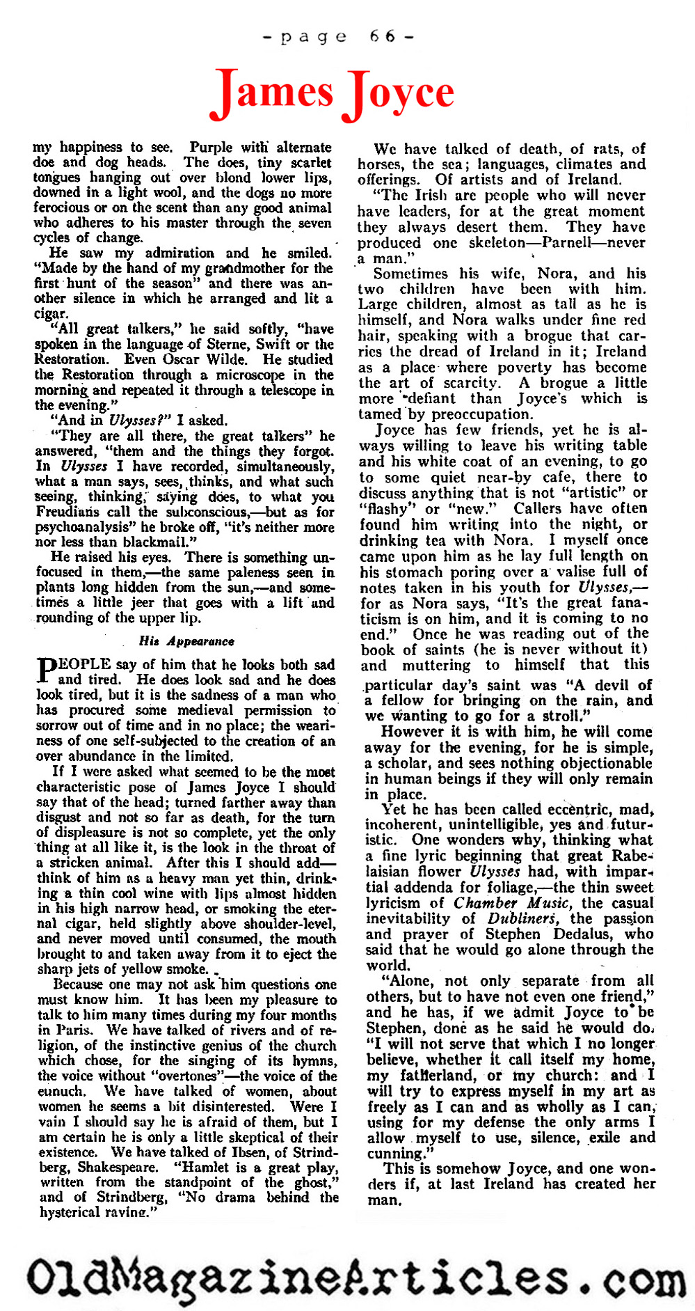 An Interview With James Joyce (Vanity Fair, 1922)