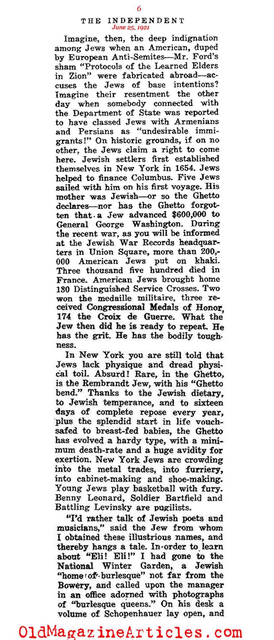 New York and the Real Jew (The Independent, 1921)