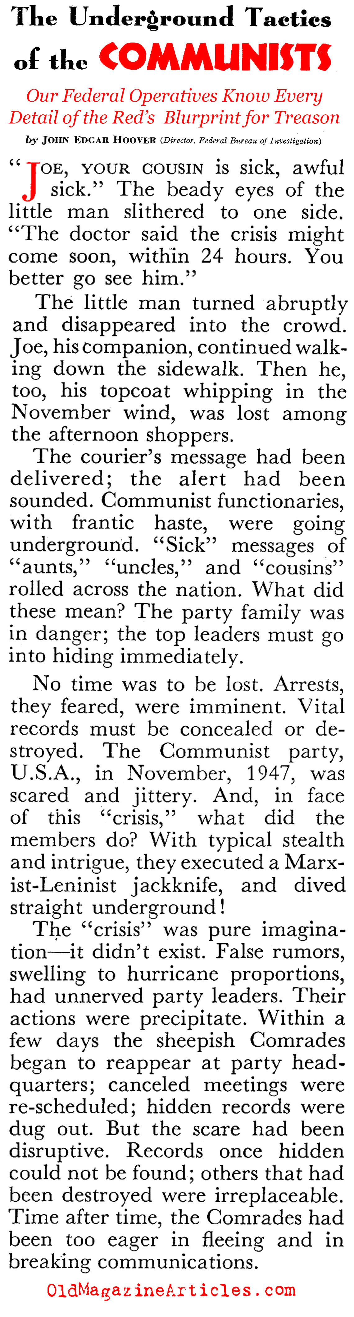 J. Edgar Hoover on the CPUSA (Coronet Magazine, 1950)