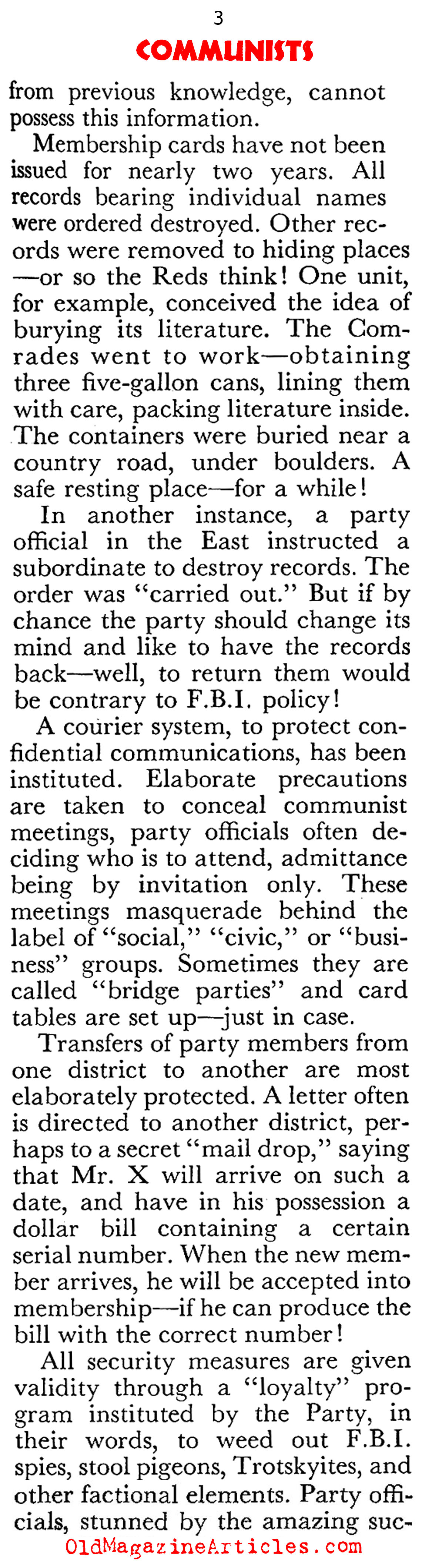 J. Edgar Hoover on the CPUSA (Coronet Magazine, 1950)