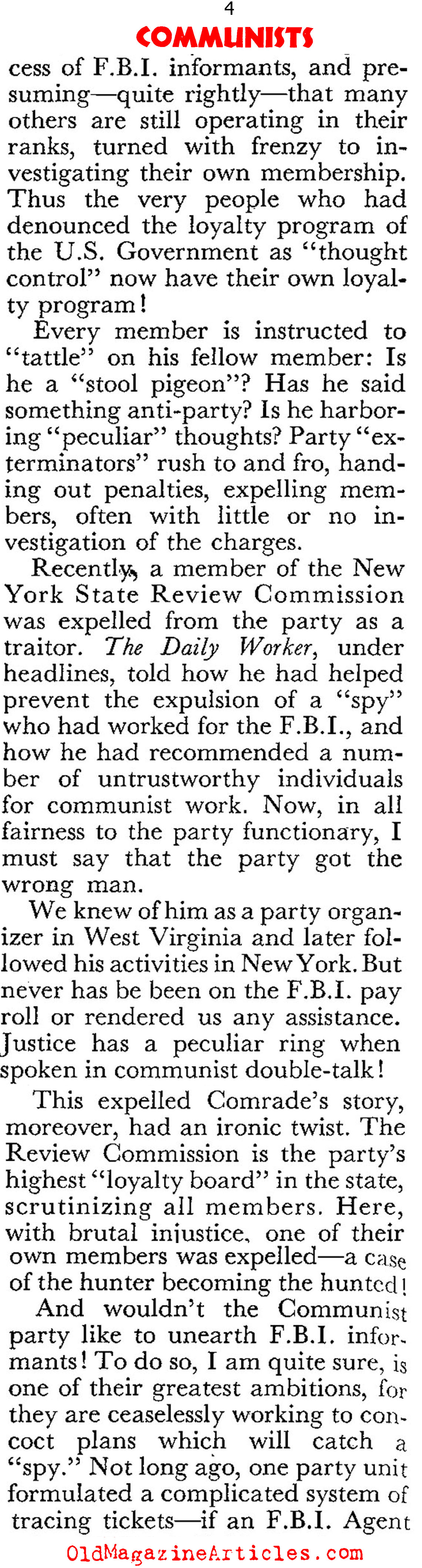 J. Edgar Hoover on the CPUSA (Coronet Magazine, 1950)