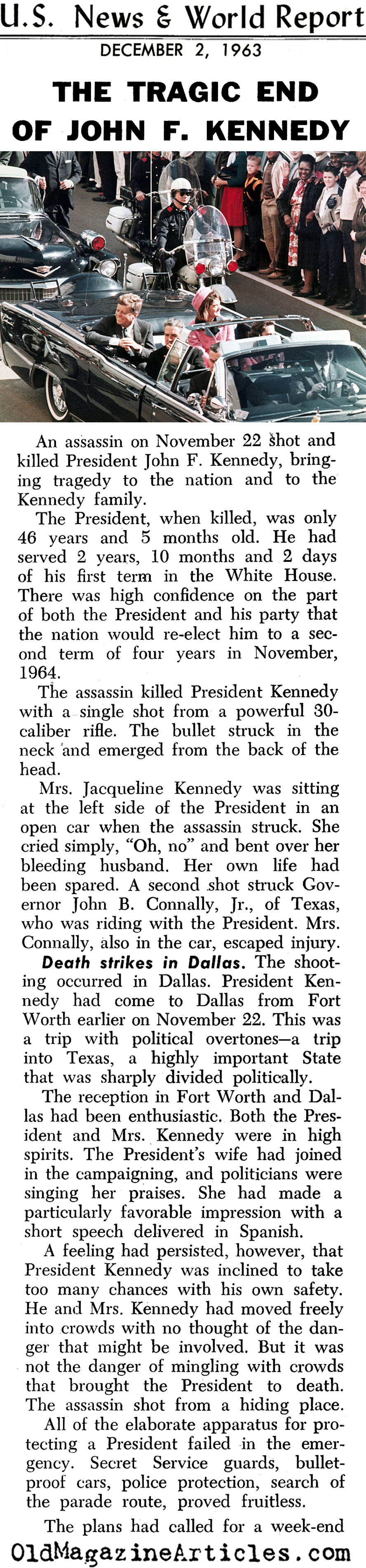 His Tragic End (United States News, 1963)