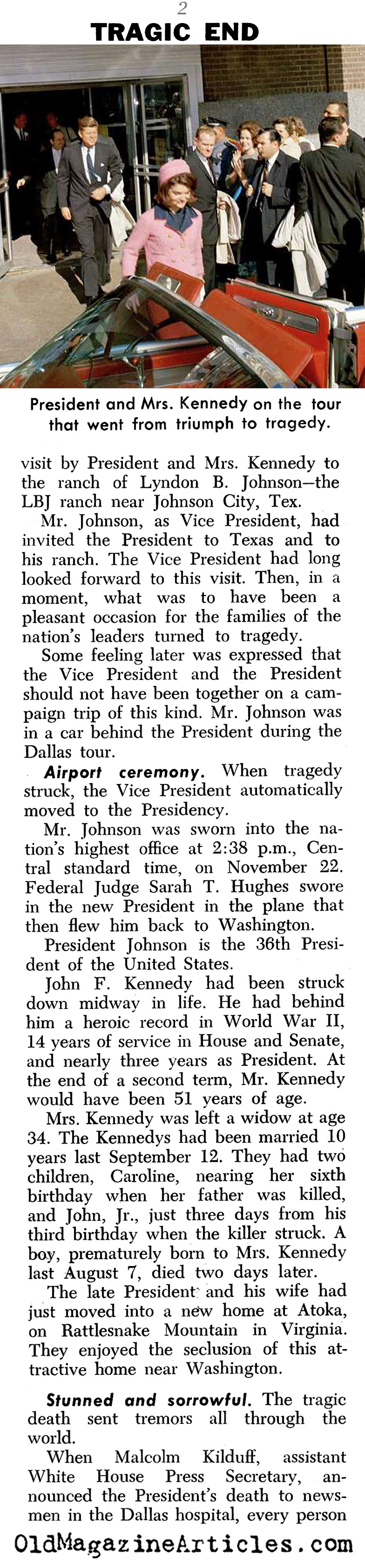 His Tragic End (United States News, 1963)