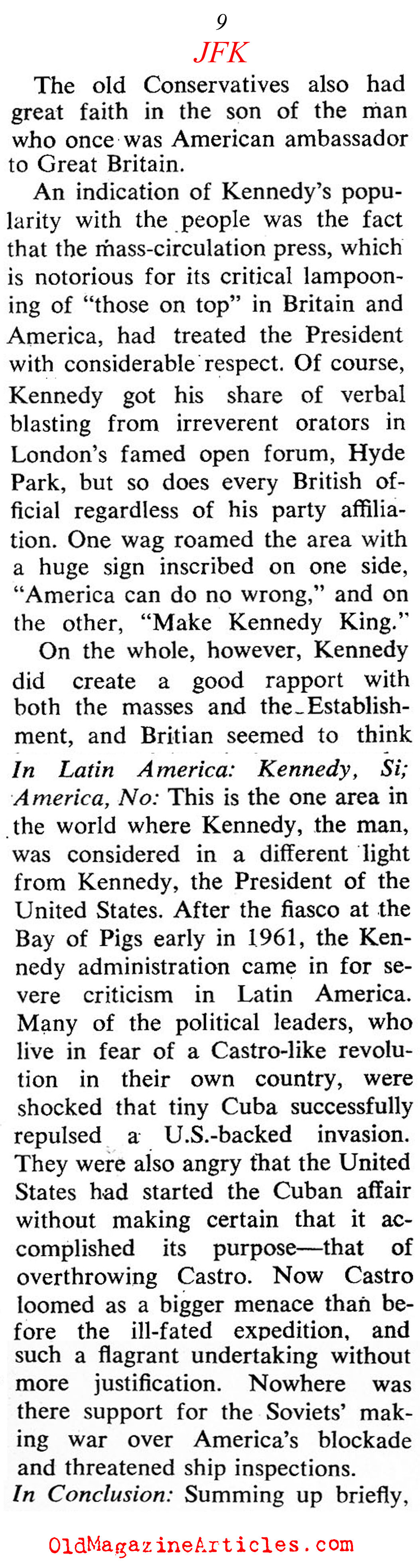 JFK - As the World Saw Him (Coronet Magazine, 1964)