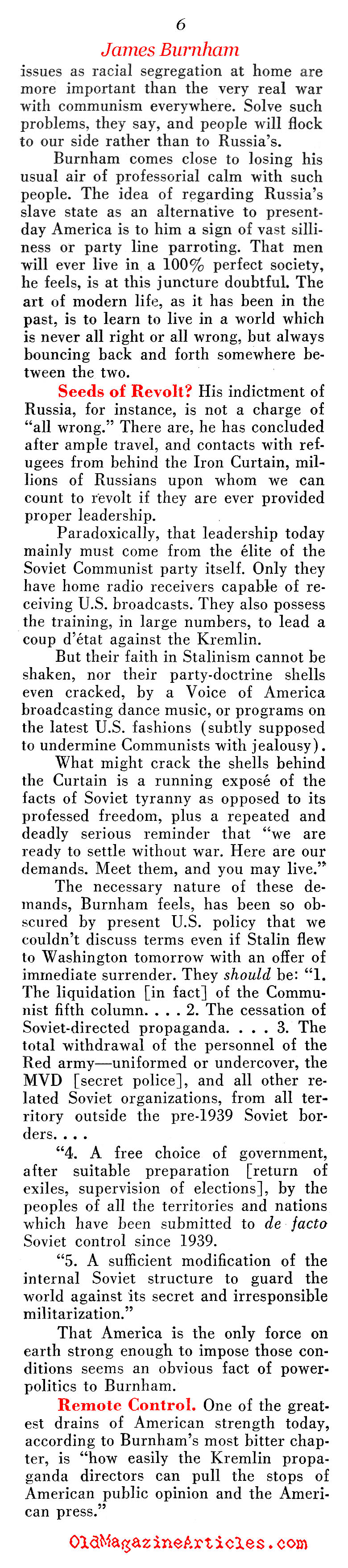 The Necessity of Overthrowing Russia (Pathfinder Magazine, 1950)