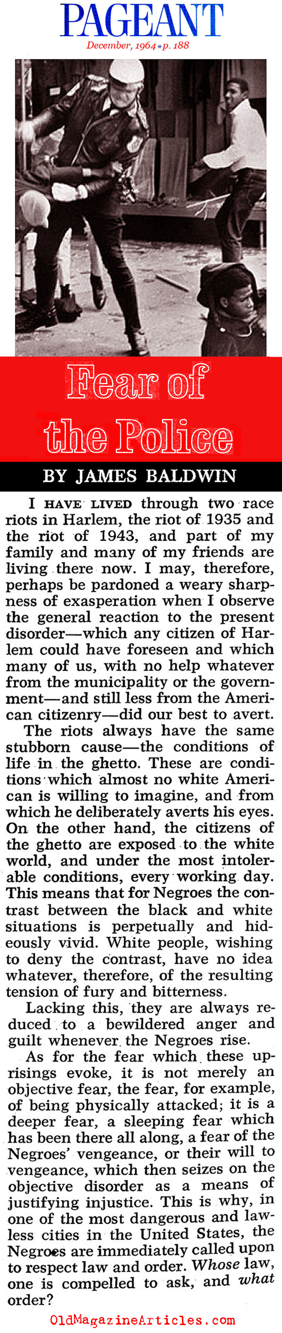 ''Fear of the Police'' (Pageant Magazine, 1964)