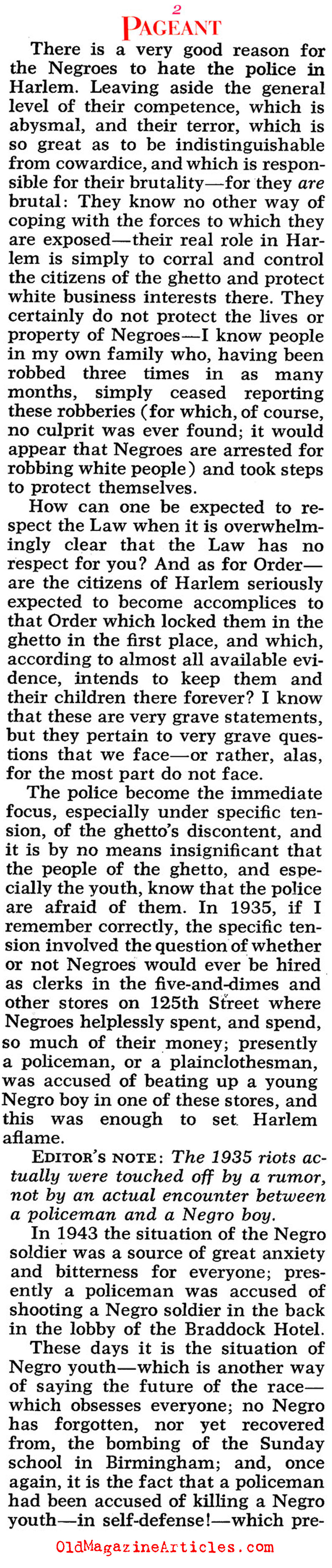 ''Fear of the Police'' (Pageant Magazine, 1964)